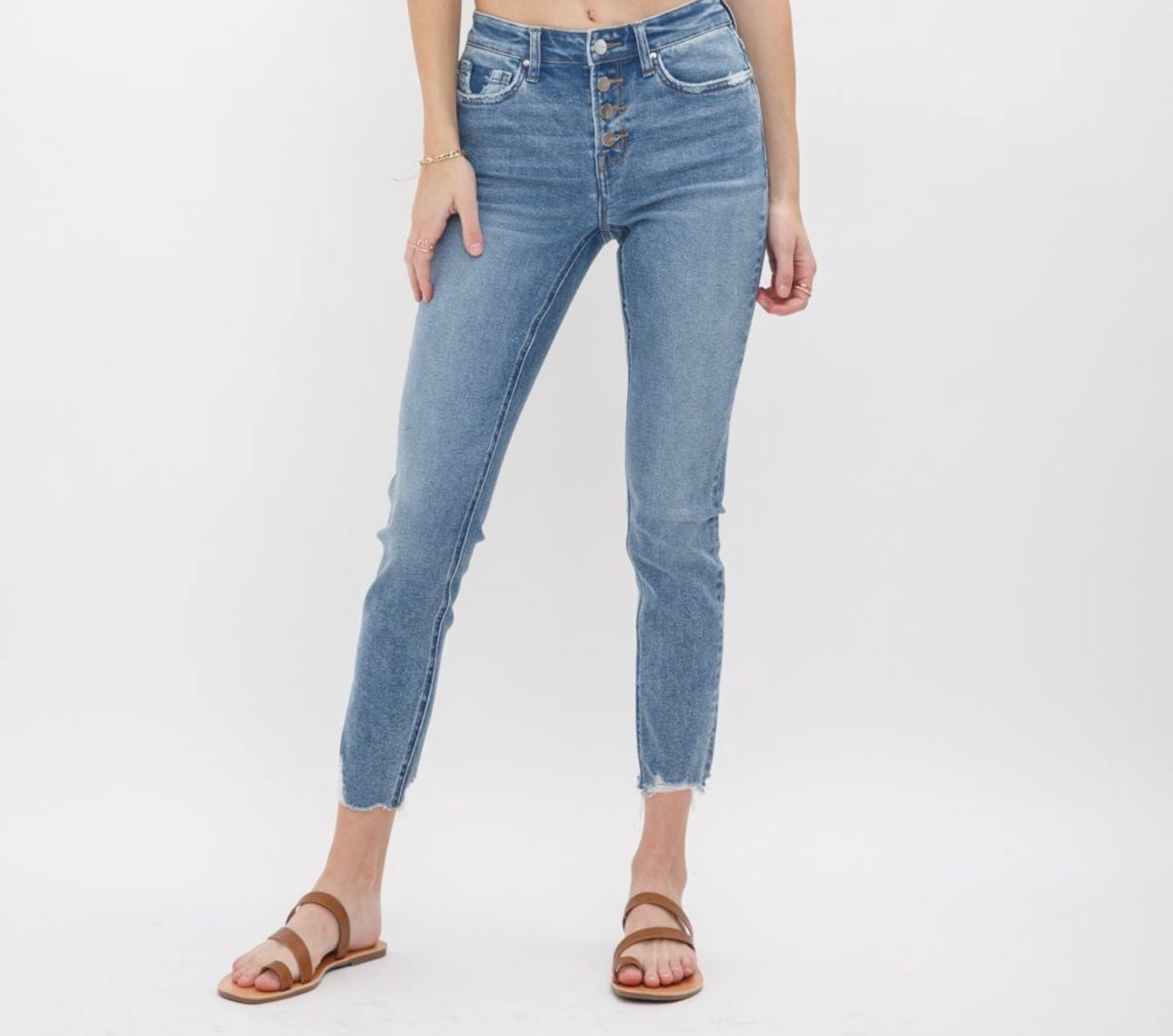 Mica MID RISE CROP SKINNY W/ BUTTON